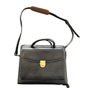 Vintage Franklin Quest Full Grain Aniline Leather Classic Planner Black Zip Bag